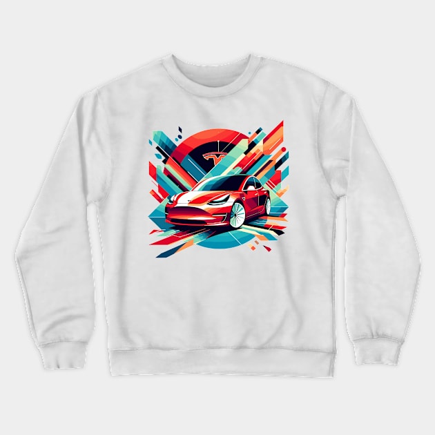 Tesla Model 3 Crewneck Sweatshirt by Vehicles-Art